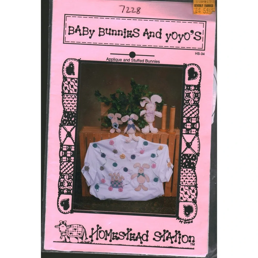 Homestead‎ Station HS-34 Baby Bunnies and Yoyo's Applique Stuffed Bunny Pattern